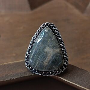 Silver and Gray Stone Ring
